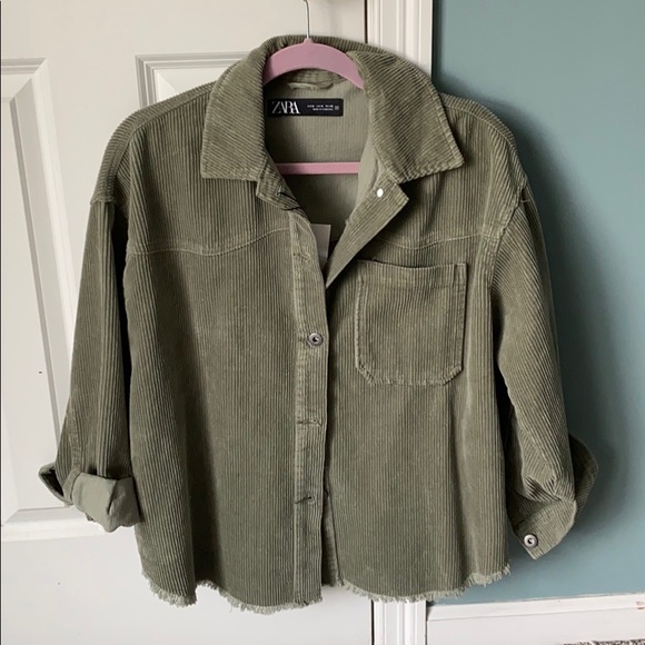 Zara Jackets & Blazers - Zara Corduroy Overshirt Green Khaki